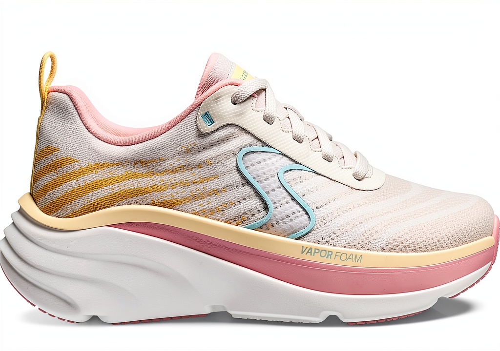 'Skechers Sneaker Donna in colore Natural Mesh Multi Trim indossate all'aperto'