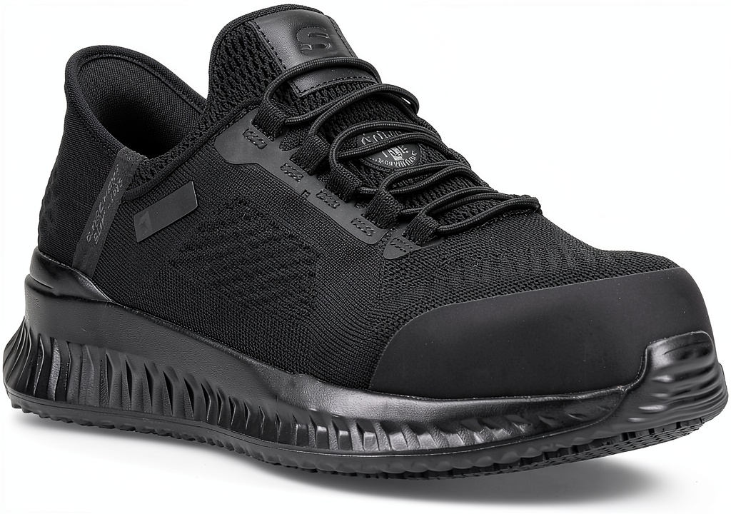 Scarpe da lavoro Skechers nere indossate in un cantiere