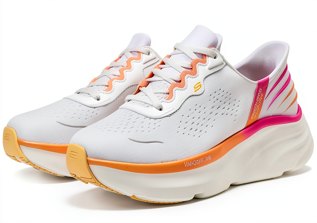'Donna che indossa sneaker Skechers in ambiente urbano'