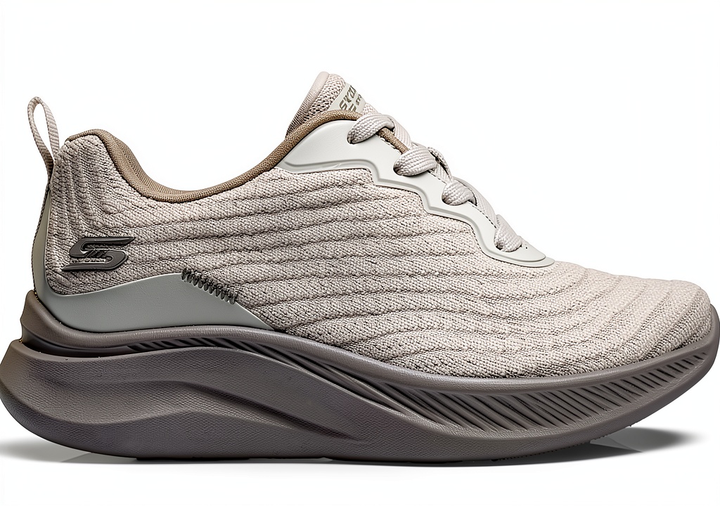 Installing Skechers Sneaker Donna Memory Foam Vegano Colori Disponibili on a wooden desk