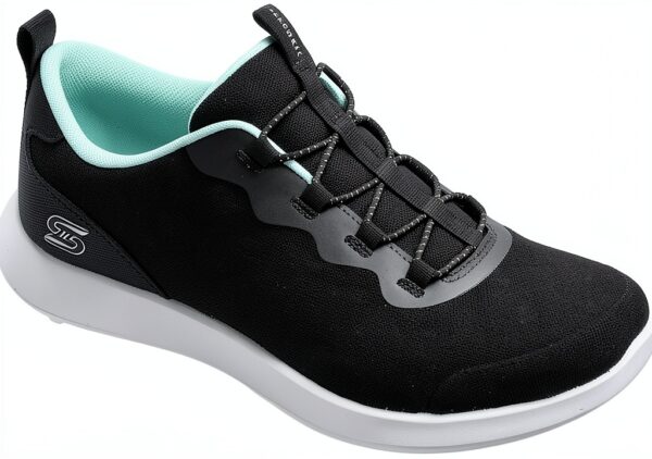 Skechers Sneaker Donna Black Mesh White Trim Design Moderno-1