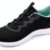 Skechers Sneaker Donna Black Mesh White Trim Design Moderno-4