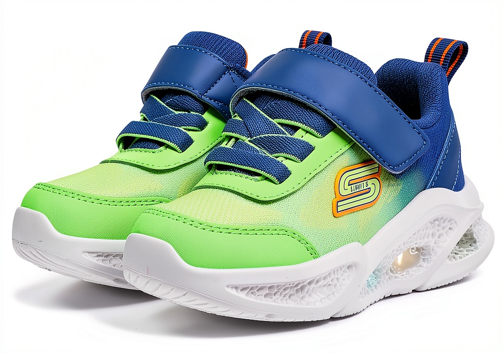Skechers Scarpe da Ginnastica Ragazzo in blu lime su sfondo neutro