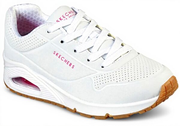 Skechers Sneaker Bambine Memory Foam Suola Gomma Bianco Rosa