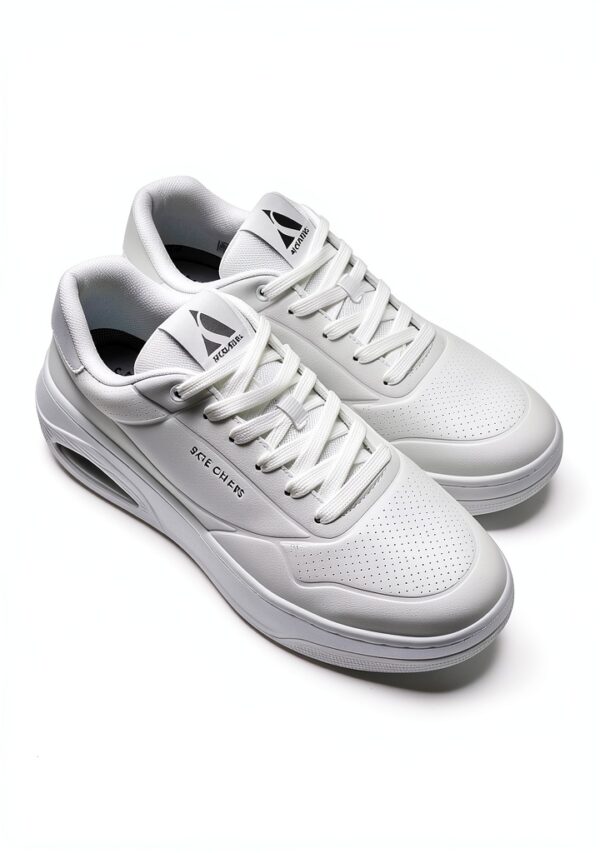 Skechers Sneaker Uomo White Duraleather Mesh Comode-5