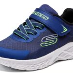 Skechers Sneaker Bambini Suola Flessibile Tessuto Navy Rosso-0