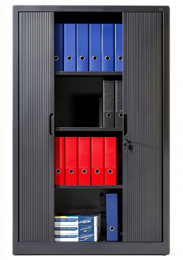 Armadio a serranda C+P nerastro 1980x800x420 mm 4 ripiani 5 file-0