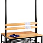 C+P | Panca per spogliatoi BASIC | due lati utili | doghe in faggio | lunghezza 1000 mm | ripiano per scarpe-0