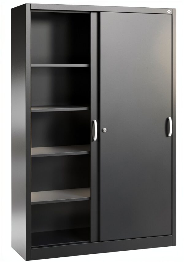 C+P | Armadio con ante scorrevoli ACURADO | 4 ripiani | alt x largh x prof 1950 x 1200 x 400 mm | grigio nerastro-1