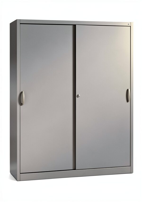 C+P | Armadio con ante scorrevoli ACURADO | 8 ripiani | alt x largh x prof 1950 x 1600 x 500 mm | alluminio brillante-1
