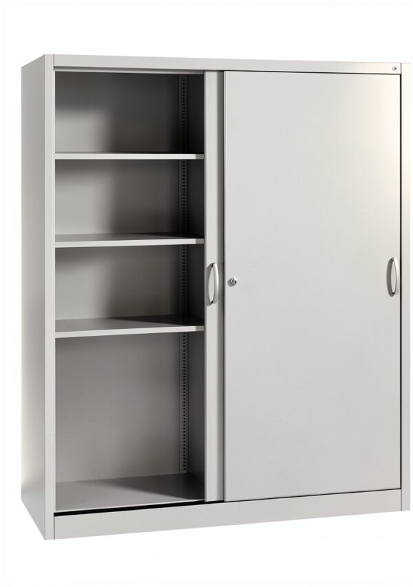 C+P | Armadio con ante scorrevoli ACURADO | 8 ripiani | alt x largh x prof 1950 x 1600 x 500 mm | alluminio brillante-2