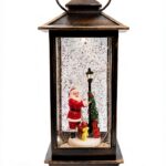 Lanterna natalizia C+P GT-12206 trasparente con neve e Babbo Natale-0