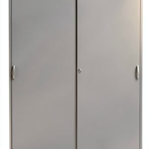C+P | Armadio con ante scorrevoli ACURADO | 8 ripiani | alt x largh x prof 1950 x 1600 x 500 mm | alluminio brillante-0