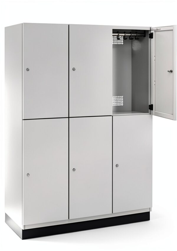 C+P | Armadietto a due piani Cambio | 3 scomparti | corpo grigio chiaro/anta grigio chiaro | larghezza 1200 mm-0