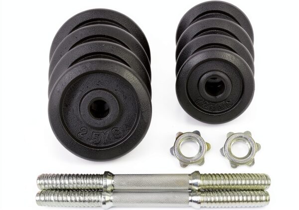 C.P. Sports Set di 2 Manubri in Ghisa da 20 kg con Dischi e-3