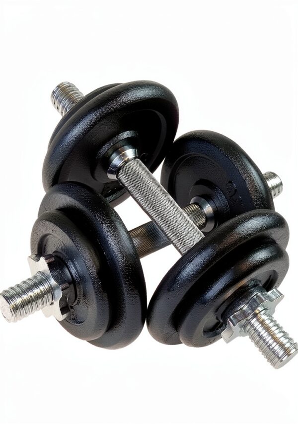 C.P. Sports Set di 2 Manubri in Ghisa da 20 kg con Dischi e-6