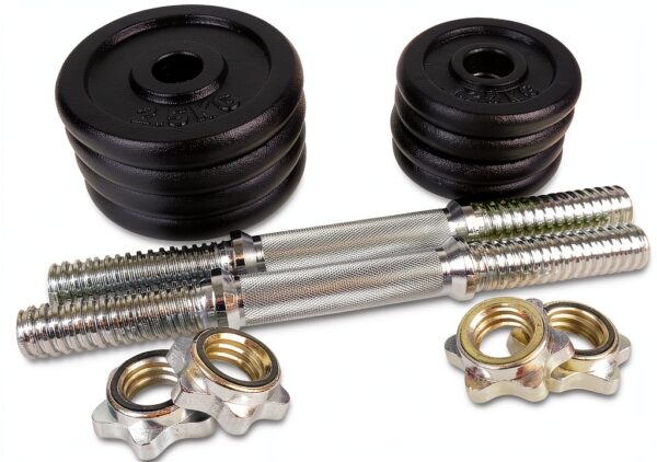 C.P. Sports Set di 2 Manubri in Ghisa da 20 kg con Dischi e-4